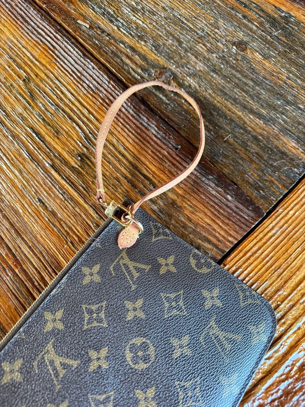 Louis Vuitton Monogram Canvas Brown Pouch Wristlet